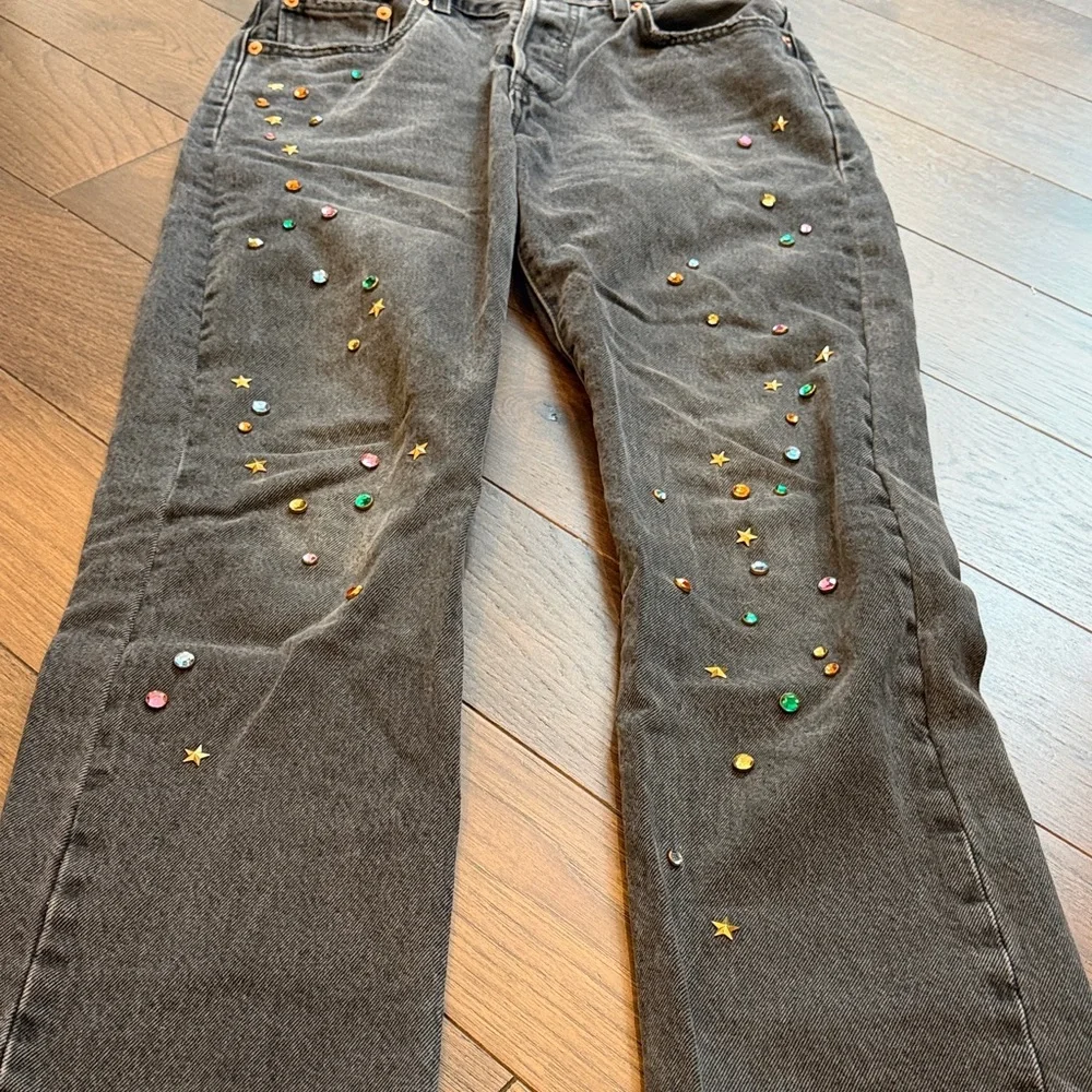 Levi’s Premium 501 28” x 30” Long Embellished Gray Jeans C11-098